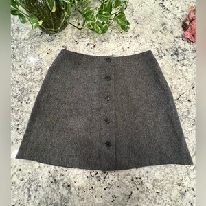 J.Crew vintage wool cashmere blend grey button front mini skirt Sz 4